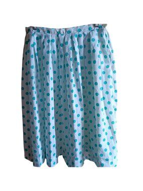 26" Vintage 1970's Womens Skirt BLUE POLKA DOT CREPE NYLON ROCKABILLY HANDMADE